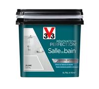 V33 Peinture Rénovation Perfection® Salle de Bain Plume Satin 750ml | Haute Adhérence - Barrière Hydrofuge - Sous-Couche intégrée - Ecolabel - Faïence - Meuble - Plan Vasque