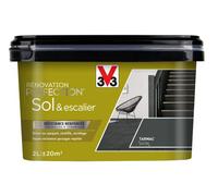 V33 Peinture Rénovation Perfection® Sol & Escalier Tarmac Satin 2L | Résistance renforcée, Techonologie céramique, Haute résistance passages répétés