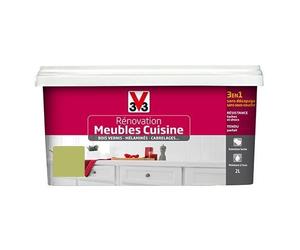 V33 Rénovation Meubles Cuisine (Bois vernis-Mélaminés-Stratifiés) Satin Absinthe 2 L