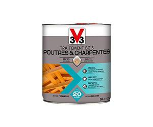 V33 Traitement bois poutres & charpentes, Incolore 5L