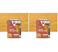 V33 Vernis bois extérieur Chêne clair brillant - Haute Protection - Haute résistance rayures et UV - Anti-goutte et tendu bon - Ecolabel - 1L (Lot de 2)