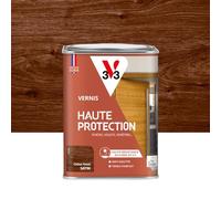 V33 Vernis bois extérieur Chêne foncé satin - Haute Protection - Haute résistance rayures et UV - Anti-goutte et tendu bon - Ecolabel - 1L