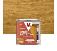 V33 Vernis bois extérieur Chêne moyen satin - Haute Protection - Haute résistance rayures et UV - Anti-goutte et tendu bon - Ecolabel - 0,5L