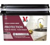 V33 Vernis Cuisine et bain - Protection Plan de Travail - Ultre Résistant - Incolore Satin - 375ml
