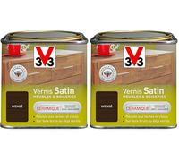 V33 Vernis intérieur Satin meubles & boiseries, Wengé 0,5L (Lot de 2)