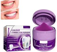 V34 Poudre de blanchiment des dents pour tous les types de dents Violet,Purple Corrector Teeth Whitening Powder Tooth Stain Removal Oral,Teeth Whitening Booster,Tooth Powder Effective Remover (1 Pcs)