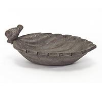 V37954 Abreuvoir en forme de feuille en céramique avec oiseau décoratif