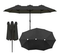 V3VOGUE 465x270cm Housse De Remplacement pour Parasols Jardin, Toile De Rechange Imperméable Protection UV Auvent De Rechange pour Parasol Double De Terrasse, Amovible Dessus De Parapluie(Black)