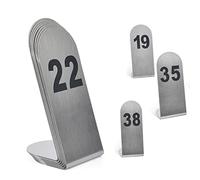 V3VOGUE Chevalets De Table Numérotés en Acier Inoxydable - Table Numéro Carte 1 À 25/50/100, Stable Debout, pour Fête De Mariage Cafés Restaurant Table Numéro Signe