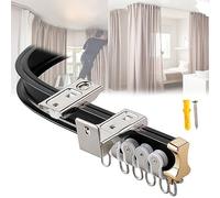 V3VOGUE Rail De Rideau Courbé À Fixation Murale Ou Plafond - Tringles À Rideaux De Séparation De Pièce Pliable en Forme De L/U Robuste avec Poulie,pour Salon,Chambre,Douche Rideau Coulissant