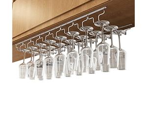 V3VOGUE Support À Verre Vin Inversé, Porte-Verres À Pied Suspendu avec 3/4/5/6/7/8 Rails, Wine Glass Holder, Porte-Verres Stemware pour Armoires À Vin, Bars, Cuisines (Row : 8Row, Size : Width: 28cm)