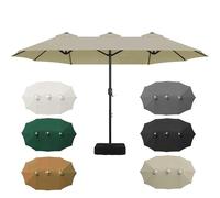 V3VOGUE Toile De Rechange Parasol Double, Auvent Parasol De Remplacement 12 Baleines, 465x270cm Largeur De Couverture Extra Large, Jardin Housse Imperméable en Tissu pour Dessus De Parapluie(Taupe)