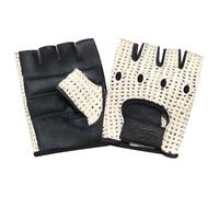 V416 Gants Mitaines Vélo Cyclisme VTT BMX Conduite Intérieur Doux En Cuir & Mailles Blanches - Noir L