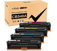 v4ink CB540A 125A Cartouche de Toner Remanufacturée pour HP CB540A (4-KCMY) | CB540A Compatible pour HP 125A Color CM1312 CP1215 CP1514 CP1515 CP1518 Imprimante CB540A CB541A CB542A CB543A Toner