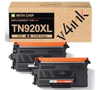 v4ink Lot de 2 cartouches de toner compatibles TN920XL pour Brother TN920XL TN920 XL Cartouche d'encre noire pour imprimante Brother HL-L5210DN HL-L5210DW HL-L6210DW HL-L6217DW HL-L6310DW MFC-L5710DN