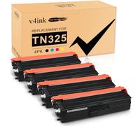 v4ink Pack de 4 Cartouches de Toner de Remplacement Compatible avec TN325 pour l'Utilisation avec Brother HL4140CN 4570CDW 4570CDWT 4150CDN DCP9050CDN 9055CDN 9270CDN MFC9460CDN 9465CDN 9970CDW