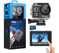 V50 Elite Action Cam Avec Carte Mémoire Microsdxc 64 Go,Caméra Sport 4K 60Fps 20Mp Wifi Télécommande Commande Vocale Ecran Tactile Eis Sous Marine Angle Vision Réglable 8X Zoom