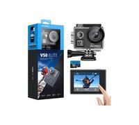 V50 Elite Caméra Sport avec Carte Mémoire MicroSDXC 64Go, 4K 60fps 20MP WiFi Télécommande Commande Vocale Ecran Tactile EIS