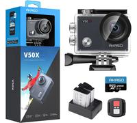 V50Xcaméra De Sport Avec Carte Mémoire Microsdxc U3 128 Go,Action Camera Sport 4K 30Fps Ultra Full Hd Stabilisateur Avec Télécommande Écran Tactile Angle Réglable Kit D'Accessoires