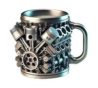 V6 Engine Stainless Steel Drink Mug - Creative 3D Car Engines Design Water Cup - Morning Coffee Afternoon Resin Tea Drinkware for Workshop Garage Home Travel Studio Cafe Working Studying