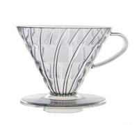 V60 Machine à café en plastique pour 1 à 2 portions - Cône en spirale assurant un débit uniforme - Utilisation avec des filtres en papier - Ustensile de cuisine transparent 13,9 x 9,3 cm