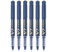 V7 Hi-Tecpoint Lot De 6 Stylos Roller À Pointe Moyenne Bleu