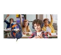 V7 Safe Sound 2 HU590E - Écouteurs - circum-aural - filaire - jack 3,5mm, USB-C - bleu foncé avec accent orange