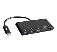 V7 Adaptateur USB-C mâle vers 3 x USB 3.0 femelle, noir, Micro SD, SD/MMC