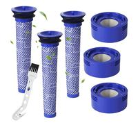 V7 V8 Filtre pour Dyson, 3 Filtres Arrière et 3 Préfiltres pour Aspirateurs Dyson V7, 1 Brosse, Réutilisables et Lavables, Filtre de Remplacement de L'aspirateur