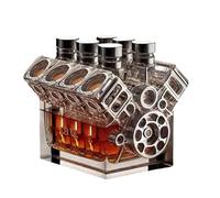 V8 Bouteille à whisky Dean-Schnapps en forme de voiture en verre pour servir de l'alcool | Accessoires de bar créatifs pour whisky, tequila, brandy, décoration de bar à la maison, piquet de boisson en