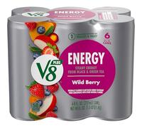 V8 +ENERGY Boisson énergisante aromatisée aux baies sauvages, fabriquée avec de vrais jus de légumes et de fruits, 25 ml (lot de 6)