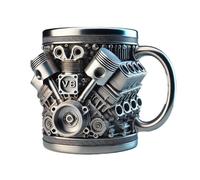 V8 Engines Stainless Steel Cup, 300ml Retro V6/V8 Engines Design Mug, Motor Shaped Coffee Cup, Perfect for for Racing Enthusiast, Car Fan