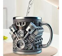 V8 Engines Tasse à café en acier inoxydable avec moteur V6 et V8 réaliste pour les amateurs de voitures et les fans de course