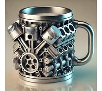 V8 Engines Tasse en acier inoxydable réaliste V6 et V8 Design moteur Tasse à café personnalisée Moteurs Tasse V8, pour les amateurs de voitures