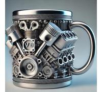 V8 Engines Tasse en acier inoxydable réaliste V6 et V8 Design moteur Tasse à café personnalisée Moteurs Tasse V8, pour les amateurs de voitures
