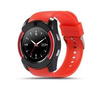 V8 Montre Connectée Hommes Bluetooth Sport Montres Avec Caméra Sim Carte Slot Téléphone Android - Rouge