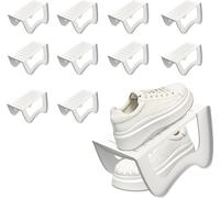 VA-Cerulean 10 pièces de fentes pour chaussures Organisateur antidérapant Porte-chaussures Double couche Empileur de chaussures Rangement de chaussures Étagère à chaussures Armoire à chaussures(Blanc)