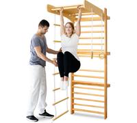VA-Cerulean 6 en 1 Set d'espalier multifonctionnel Structure d'escalade Indoor pour enfants, y compris anneaux de gymnastique Enfants pour l'escalade, structure d'escalade, échelle de corde, balançoir