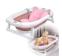 VA-Cerulean Baignoire pliable pour bébé avec coussin d'assise - Siège de bain portable pour bébé - Rose