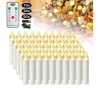 VA-Cerulean Bougies LED pour éclairage de sapin de Noël avec télécommande, avec/sans piles, bougies de sapin de Noël LED sans fil, blanc chaud, bougies de Noël avec minuterie pour décoration de Noël,