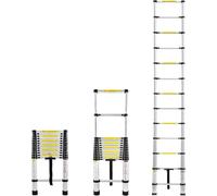 VA-Cerulean Echelle télescopique 3,8m Echelle aluminium antidérapante Echelle aluminium coulissante Echelle à barreaux Echelle à rallonges Echelle polyvalente max 150kg