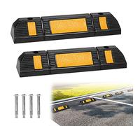 VA-Cerulean Lot de 2 butoirs de roue en caoutchouc pour limitation de parking de garage, 60 x 12 x 10 cm, Butées de parking avec bande réfléchissante, Support pour protection contre le démarrage