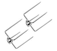 VA-Cerulean Lot de 2 pinces à viande en acier inoxydable avec vis de blocage, fourchettes à barbecue pour diamètre de tournebroche 10 mm et petit