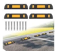 VA-Cerulean Lot de 4 butoirs de roue en caoutchouc pour limitation de parking de garage, parking - 60 x 12 x 10 cm - Butées de parking avec bande réfléchissante - Pour protection contre le démarrage