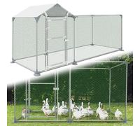 VA-Cerulean Poulailler 3 x 1 m - Enclos extérieur lapins en acier galvanisé - Volière d'extérieur avec porte et bâche d'ombrage en polyéthylène pour poules et petits animaux - 3 m²