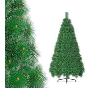 VA-Cerulean Sapin de Noël artificiel difficilement inflammable avec support Montage rapide Décoration de Noël (aiguilles de pin vertes avec effet neige, 180 cm)