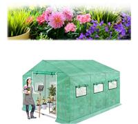VA-Cerulean serre aluminium film extérieur 4.5 x 2x 2 m kit serre avec tunnel porte et fenêtres pour jardin culture de plantes, vert