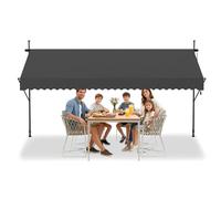 VA-Cerulean Store de balcon, protection solaire, sans perçage, réglable en hauteur, résistant aux UV, imperméable, avec manivelle (300 cm de large, gris foncé)