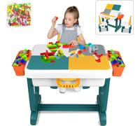 VA-Cerulean Table d'enfant avec chaises Groupe de sièges pour enfants Table polyvalente pour le petit enfant Table de jeu Meubles pour enfants pour garçons et filles (sans bâtiment en plastique)
