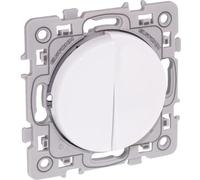 Va-et-vient + bouton poussoir Square 1 poste - 10AX - 250V - Blanc